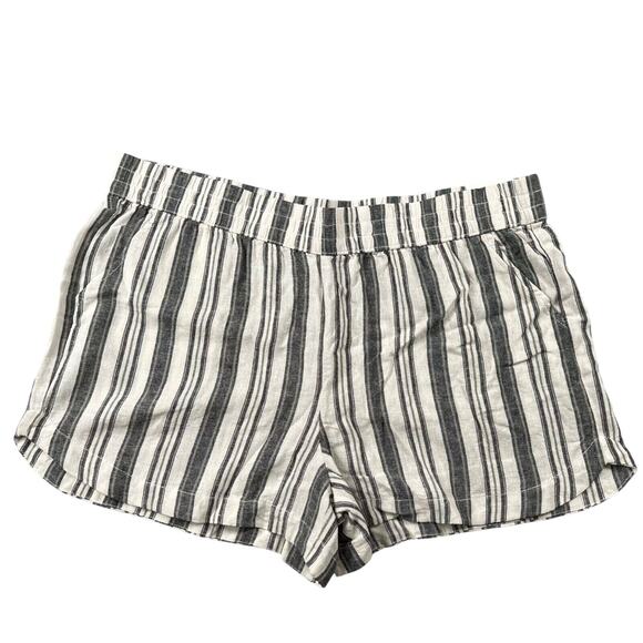 Maurices Shorts Womens XXL White Gray Stripe Linen Blend Pull On - Picture 1 of 4